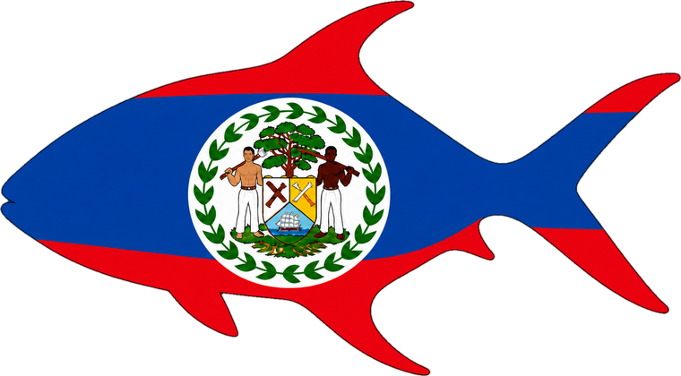 Permit silhouette filled with the Belize flag